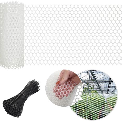 Grillage Protecteur Filet Sécurité Anti-Fugue [15.7in16.4ft / 0.4x5m / Blanc / Nouveau Matériau Plastique / 60 Attaches] pour Balcon Fenêtre Chat Animal