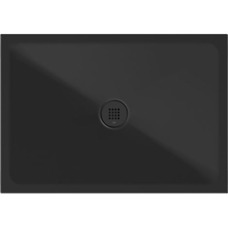 Receveur de douche rectangulaire en céramique 100x70x2cm, noir mat