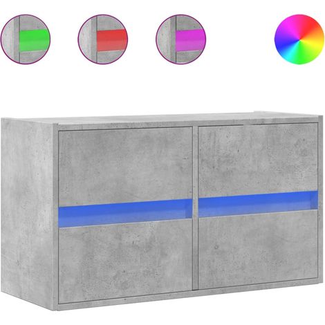 Mobile TV  Armadietto TV  Mobile Porta TV a Parete con Luci LED Grigio Cemento 80x31x45 cm (1/5)