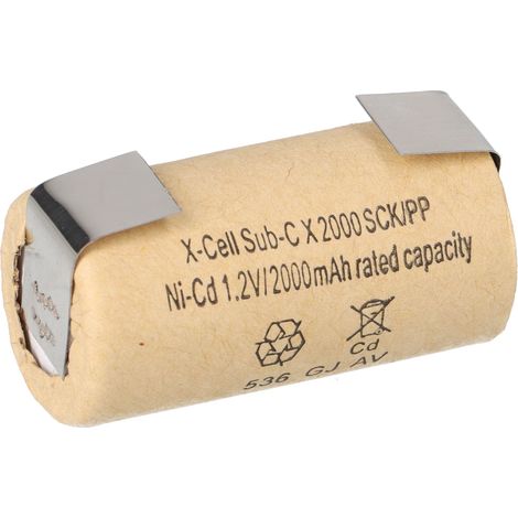 XCell Akku Sub-C 1,2V 2000mAh 2000SCK U- Lötfahne Pappmantel NiCd (1/5)