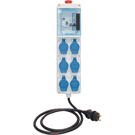 Coffret de chantier monophasé 6 prises IP55 2P+T, 230V, 16A - Eur'Ohm
