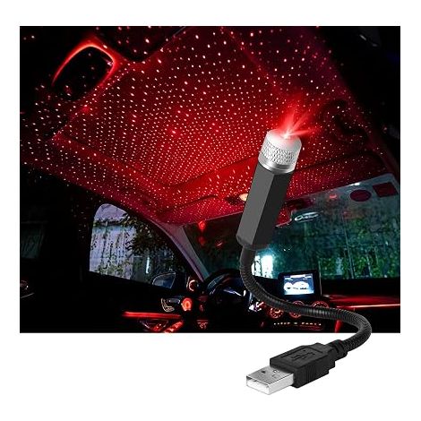 Lumière D'ambiance, Lampe de Toit USB pour Voiture Atmosphère Ciel étoilé LED Projecteur Rouge Veilleuse Réglable Plusieurs Modes, Romantique Lumière pour Maison/Fête (1/5)