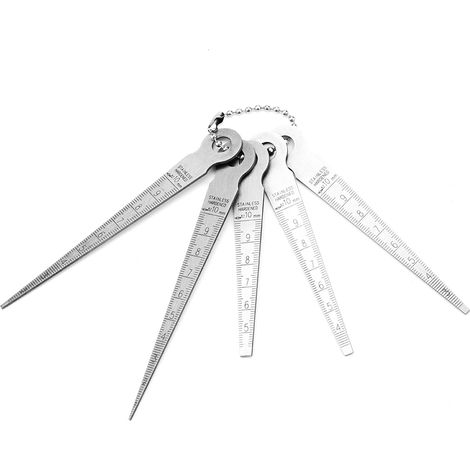 1 Set Stainless Steel Welding Taper Feeler Gauge Rulers Hole Inspection Tool 10mm