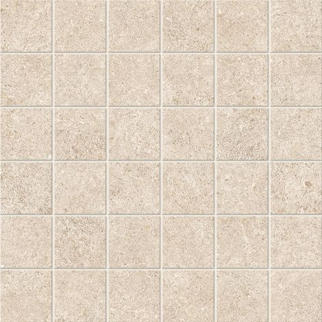 Mosaïque effet Pierre Calcaire Beige Ivoire 4,8x4,8 cm Quadra 30x30x0,9 cm Mat Domella - Sol et mur intérieur (vendu par carton de 0,9 m²) - RO'MA CARRELAGE