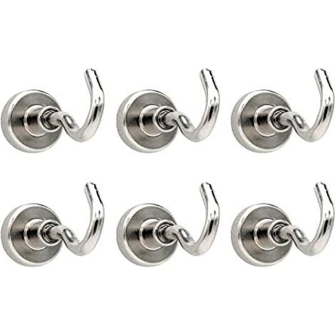Crochets Magnétiques, 16mm Puissant Aimant Néodyme Force d’attraction de 9kg 20lbs, pour Accessoires Cuisine Cabane à Outils, Lot 6 - 16mm-6pcs (1/5)