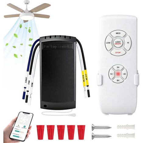 Kit de télécommande universelle Wi-Fi pour ventilateur de plafond avec fonction muet, minuterie et application Smart Life compatible avec Alexa