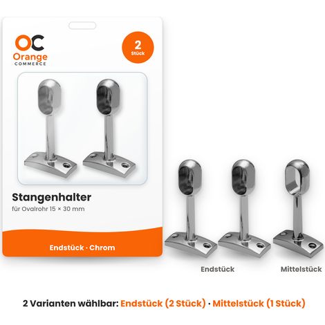 Ovalrohrhalter 15 x 30 mm für Kleiderstange 3-13 2 Stück Endstück (1/5)