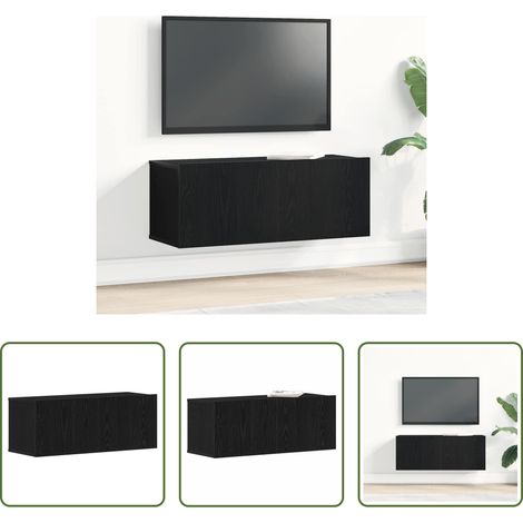 Holzschrank - TV-Schränk Schwarz Eichen-Optik 80 x 30 x 30 cm Holzwerkstoff (1/5)
