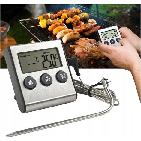 Termómetro digital electrónico LCD para cocina con sonda y temporizador. (1/5)
