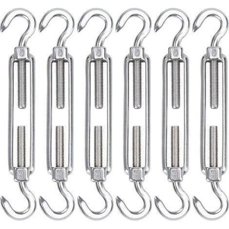 Tendeur à câbles en acier inoxydable 304 Lot de 6 crochets réglables Heavy Duty Pour câbles métalliques et installations d'ombrage (1/3)