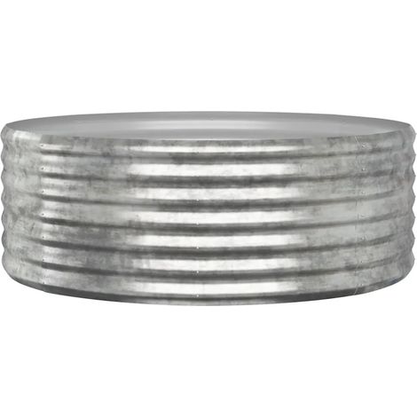 Lit surélevé de jardin ronde extérieur 100 x 100 x 36 cm finition thermolaquée en acier galvanisé argenté (1/3)