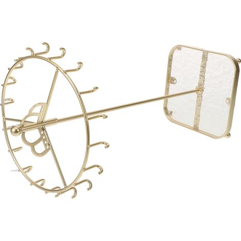 Présentoir à Bijoux Rotatif 18 Crochets Plateau en Acrylique Transparent Support pour Colliers et Bracelets Base Marbrée Dorée Organisateur Polyvalent pour Rangement de Bijoux (1/5)