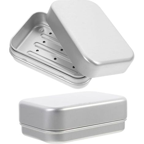 Boîtes à Savonnette avec Couvercle et Drainage Lot de 2 Rectangulaires en Aluminium Réutilisables et Portables, pour Salle de Bain et Camping (1/5)