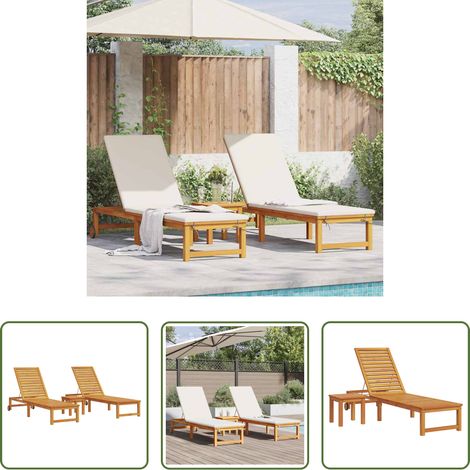 Akazienholz - Sonnenliege 3 pcs Braun Massivholz Akazie (1/5)