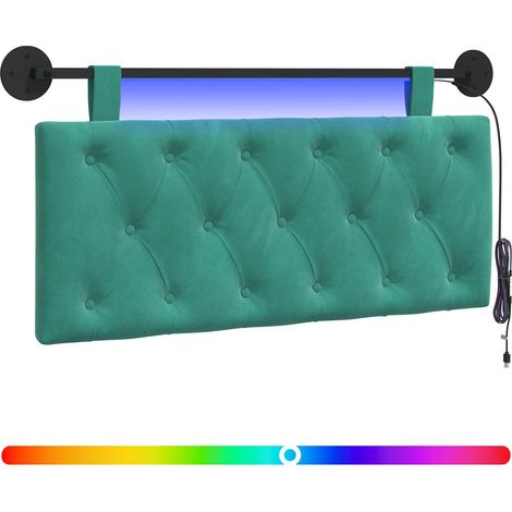 Cabecero colgante Con luz LED Tuquesa Terciopelo vidaXL (1/5)