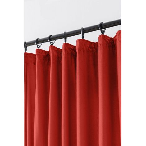 Cortina de terciopelo con cinta adhesiva, 140x250 cm, color rojo opaco. (1/5)