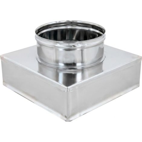 MAKA Riduzione Quadra-Tonda Canna Fumaria Acciaio Inox 250x250 mm → Ø 230 (1/5)