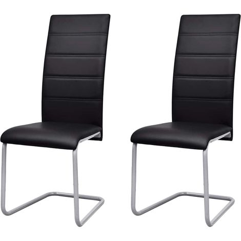 vidaXL Chaises à manger cantilever lot de 2 noir similicuir (1/5)