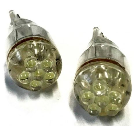 Coppia 2 Lampade Led T10 Con 6 Led F3 Colore Bianco Freddo 6000K 12V 0,2W