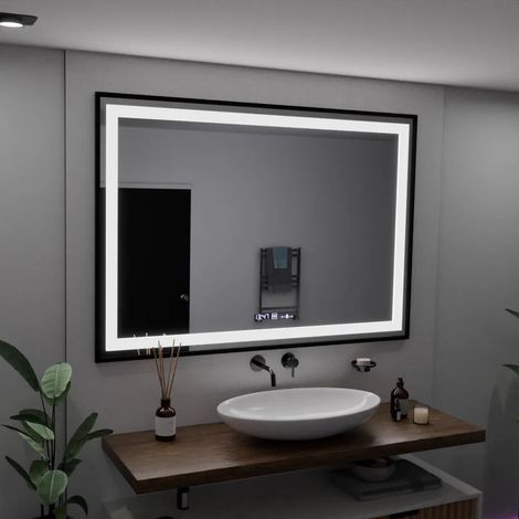 Miroir LED Rectangulaire 100x65 Desembuage Thermometre Gradable (1/5)