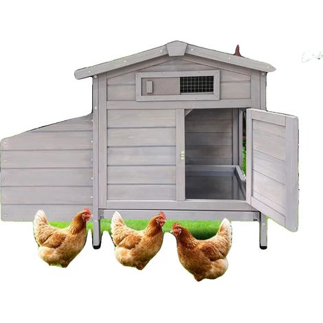 Hühnerstall, Holzmaterial, erhöhtes Design, einfacher Zugang zur Reinigung, geeignet für Hühner, sicher gegen Raubtiere (1/5)