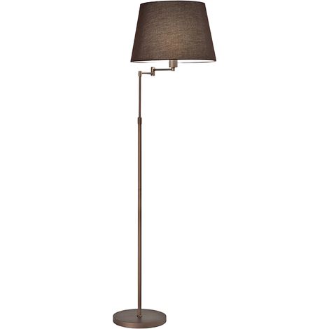 Lampadaire En Métal Marron Métallisé, Abat-Jour Assorti, Structure Flexible Et Réglable, Design Moderne D'Intérieur, 1X35W E27 Par Perenz. (1/3)