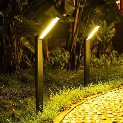 Projecteur solaire extérieur 20 LED IP55 étanche avec 3 modes d'éclairage au sol pour jardin cour allée chemin 2 pièces (1/5)