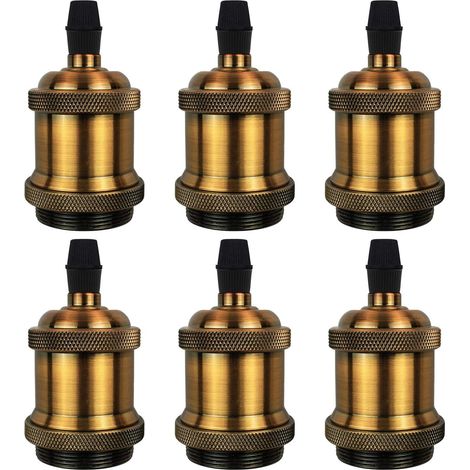 6 Pièces Douille E27 Vintage De Lampe, Solide Céramique Adaptateur, Douille Ampoule, Céramique Adaptateur Support De Lampe,Douille Ampoule en Aluminium pour Plafonniers (1/5)