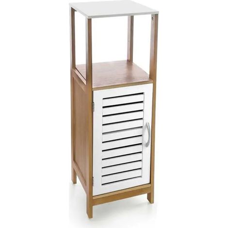 Mueble de baño Legno & Disegno 30x30x96 cm en madera natural con detalles blancos