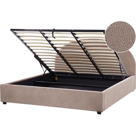 Ottoman Bed Boucle VAUCLUSE 180 x 200 cm (EU Super King) Taupe (1/5)