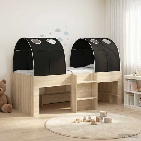 vidaXL Letto con Tunnel 3 pz Rovere Sonoma e Nero Legno ingegnerizzato (1/5)