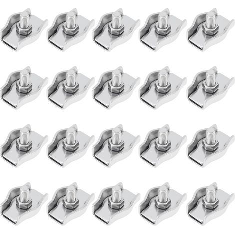 Serre-câbles Simplex M2, paquet de 20, acier inoxydable 304, pour câbles électriques de 1,5 mm, câbles de jardin, terrasses et voiles d'ombrage. (1/5)