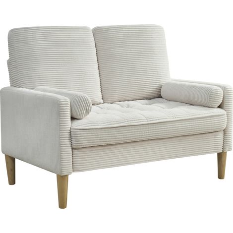 CHICFURN Divano 2 posti in velluto a coste beige 121x76x87 cm per piccoli spazi (1/5)