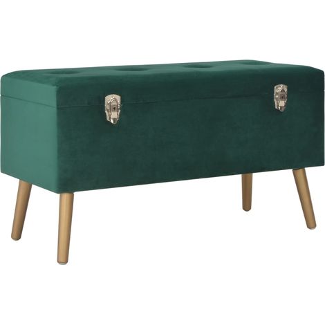 Banco banco con compartimento de almacenamiento 80 cm terciopelo verde 020010985