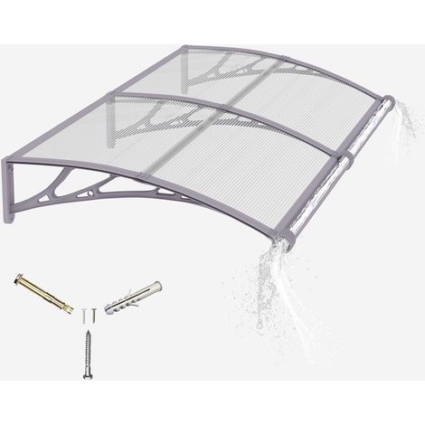 Auvent de Porte d'entrée 80x150cm Toit Marquise en Polycarbonate Porte Résistante Toit Abri Protection Contre La Pluie et UV Protection Contre la Pluie et la Neige (1/5)