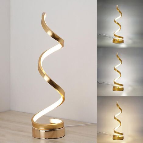 Lampe de chevet en LED spirale, Moderne Lampe de Bureau, 3 températures de couleur, Doré [Classe énergétique E] (1/5)