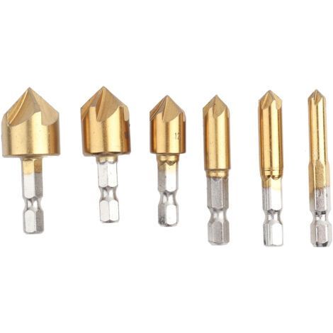 Countersink Chamfer Tool, HSS Wood Drilling Bits, 6pcs 90 Degree for Woodworking Plastic Soft Material (1/5)