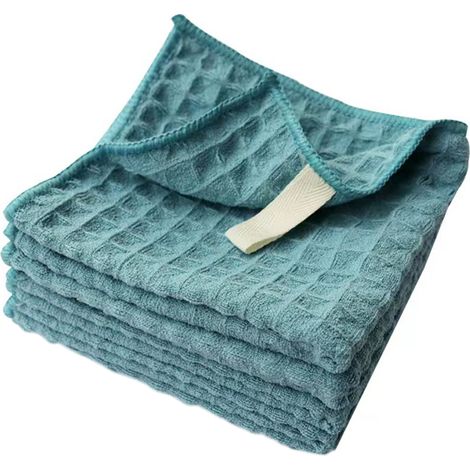Chiffon de nettoyage de cuisine en microfibre, torchon épais à tissage gaufré absorbant l'eau (1/5)