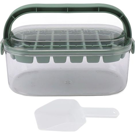 Eiswürfelform, 28 Mulden, großes Fassungsvermögen, selbstgemacht, tragbar, mit hartem Boden, grün (1/5)