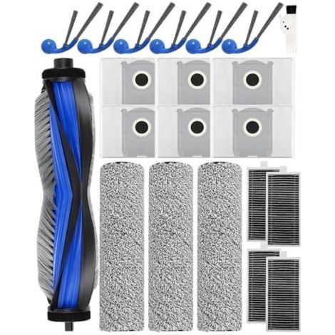 Kit de 21 Pièces de Rechange Compatibles avec l'aspirateur Ecovacs Deebot T80 Omni-1 Brosse Principale, 3 Brosse à Rouleau, 4 Filtres, 6 Sacs à Poussière, 6 Brosses Latérales et 1 Bro (1/5)