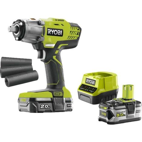 RYOBI - Pacchetto avvitatore a impulsi RYOBI 18V OnePlus - 1 batteria da 2,0 Ah - 1 caricabatteria R18IW3-120S - 1 batteria agli ioni di litio da 5,0 Ah RB18L50 (1/4)