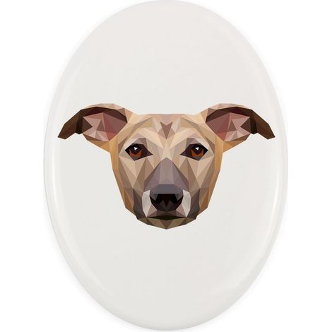 Whippet, galgo inglés: placa geométrica con foto e inscripción de Art-Dog (1/4)