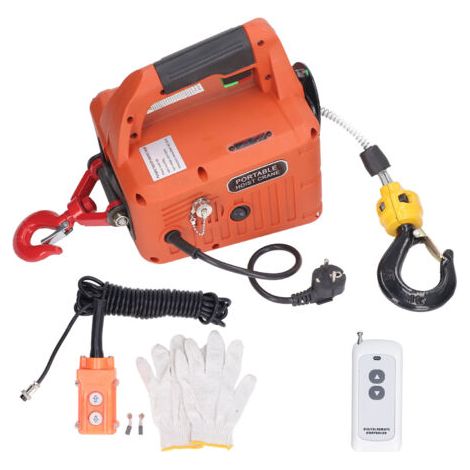 Eosnow Palan électrique Grue de treuil électrique portative avec télécommande Capacité de 500 kg Hauteur de levage maximale de 7,6 m 1500 W Prise UE 220 V (1/5)