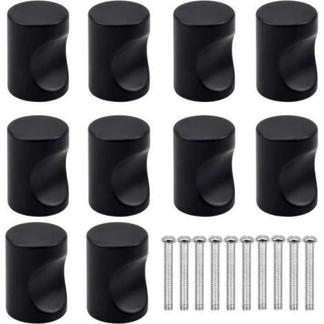 [JAMAIS UTILISÉ] 10PCS Noir Tiroir de Porte Poignée, Bouton de Meubles, Unique Trou Rond Boutons de Tiroir, Moderne Boutons de Porte, Poignées de Meuble pour Placard Armoire Cuisine, Chambre d'enfant (1/4)