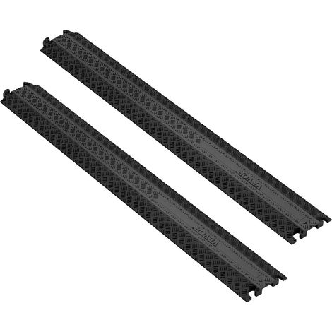 Passe Câble Sol Lot de 2 Cache Câbles Capacité de Charge 907 kg Rampe de Protection Fils Électriques Robuste 100x13x2 cm Canal 4x1,3 cm pour Maison, Intérieur, Extérieur, Bureau, Entrepôt, École (1/5)