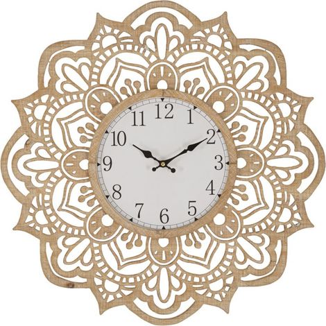 Horloge Murale Sculptée "Carving" 60cm Naturel (1/5)