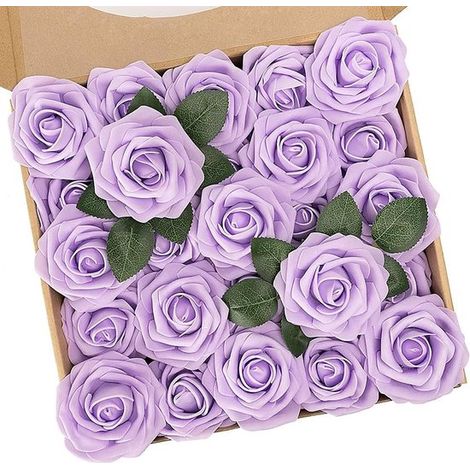 Künstliche Rosen 25 dekorative Blumen künstliche Rosen mit Stielen für Valentinstag, Muttertag, Hochzeiten, Babypartys, als Dekoration ca. 20 cm (1/5)