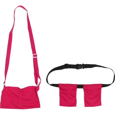 Sac de douche pour drainage post-mastectomie, rouge, avec sangle élastique ajustable, pochette en filet pour chirurgie mammaire, poche de drainage réglable. (1/5)
