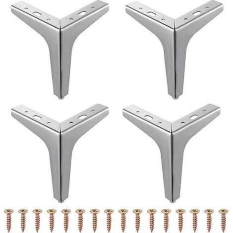 Online Store - Lot de 4 pieds de meubles triangulaires modernes en métal avec diamant pour armoire, placard, canapé, chaise, ottoman (1 (1/5)