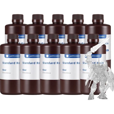 Resina per stampa 3D, polimerizzazione UV, compatibile con stampanti LCD, 10 kg trasparente (1/2)